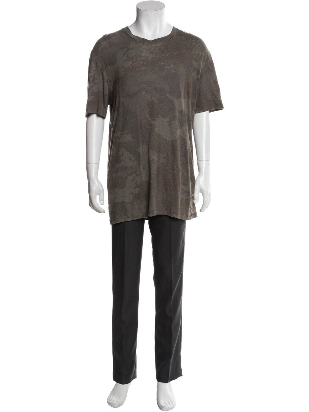Zadig & Voltaire Linen Olive Green Camo Short Sleeve Tee